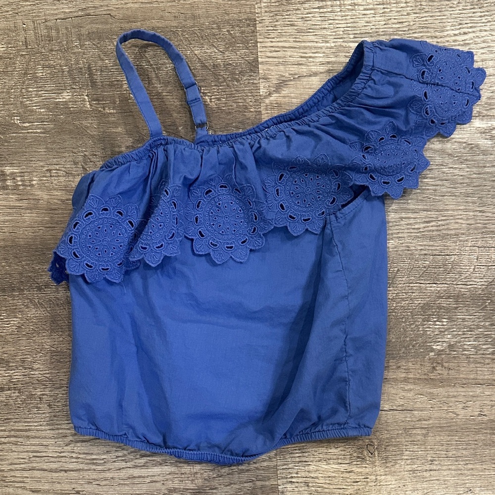 Abercrombie Kids Blue Ruffle One Sleeve‎ Size 11-12 Top